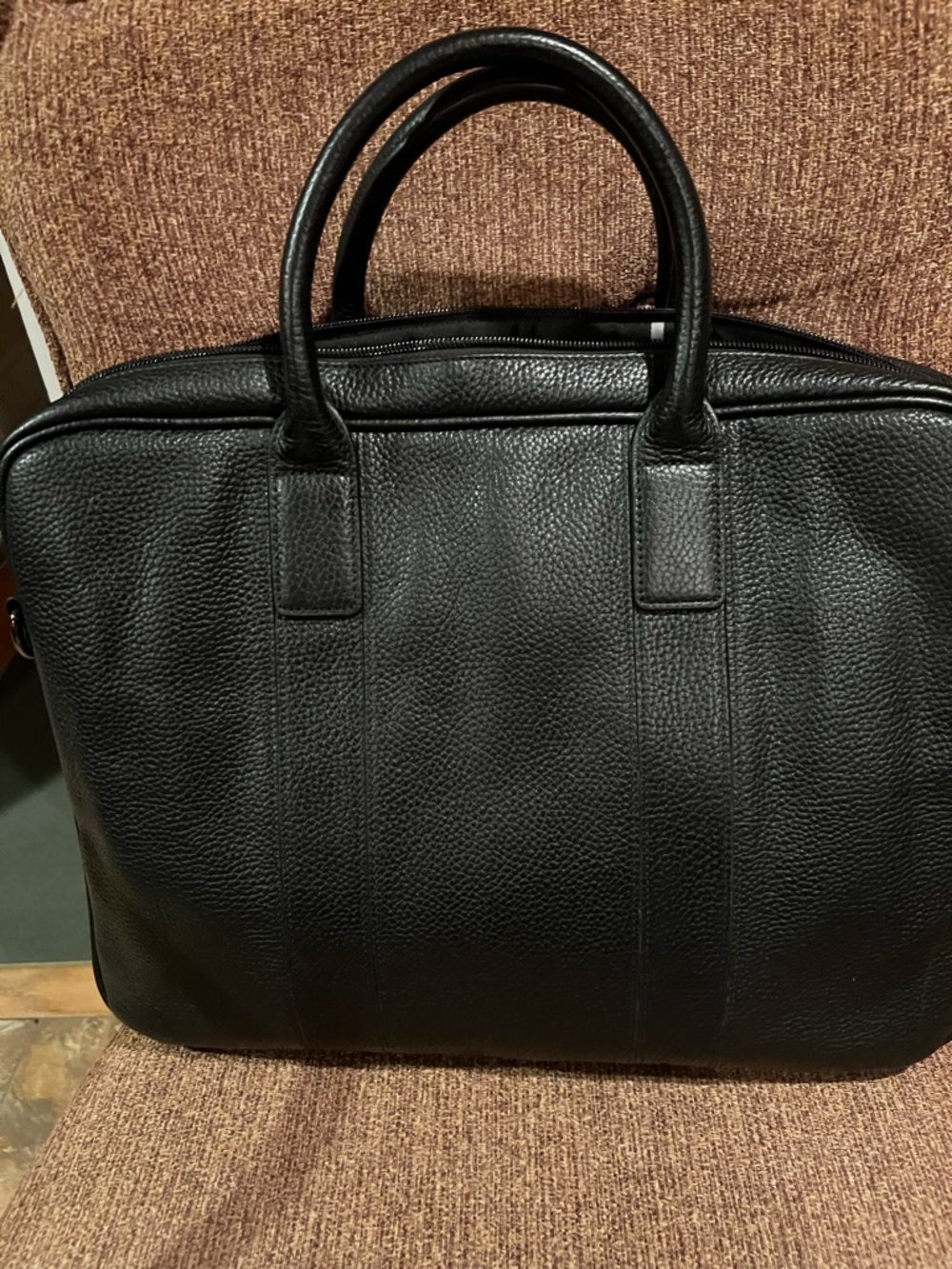 Hugo Boss - Black Leather Men's Briefcase - Classic Professional Carry-All